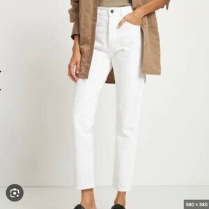 NWT Anine Bing Sonya High Rise Straight Leg White Jeans, 28